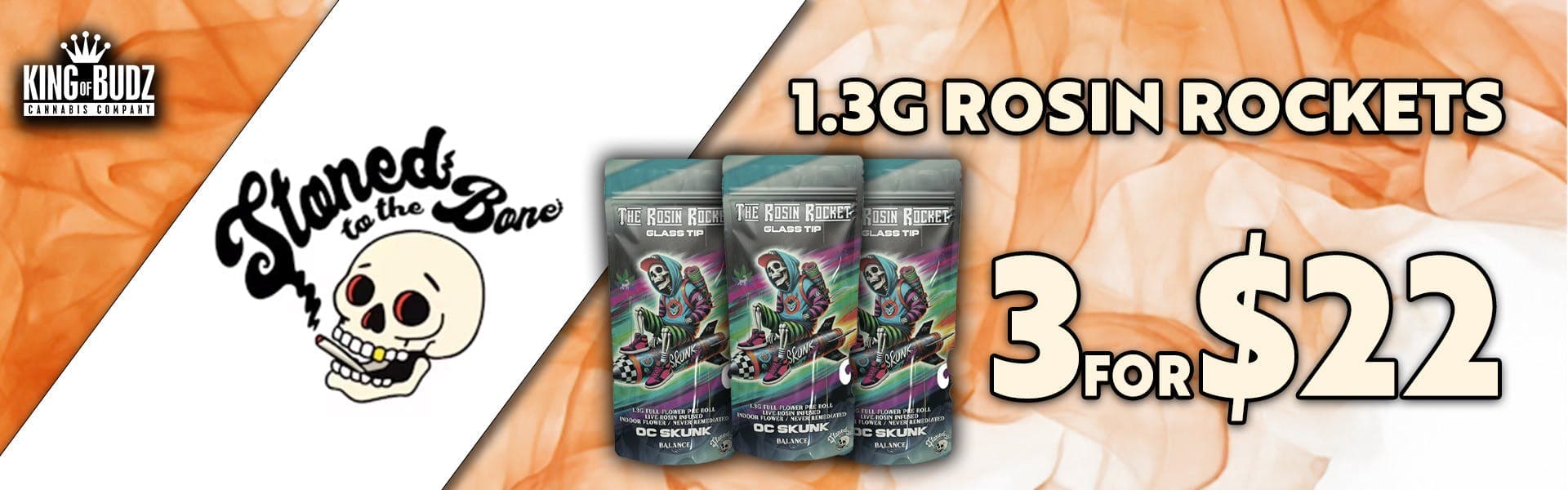 Stoned to the Bone Rosin Infused Prerolls 3/$22