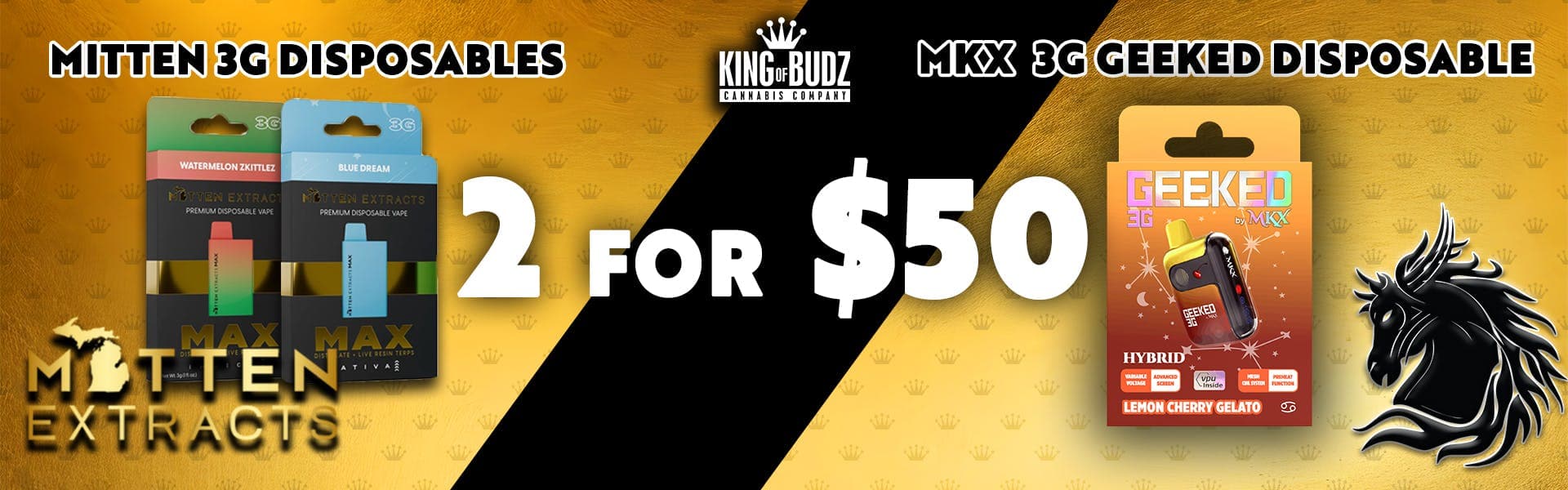 Geeked 3g + Mitten 3g Disposables 2/$50