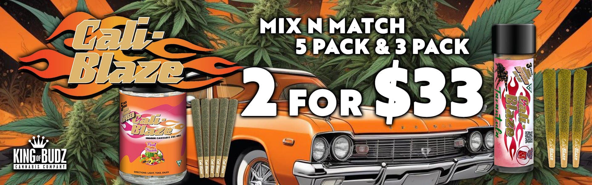 Monroe - Cali-Blaze 3pk AND 5pk Infused Prerolls - 2/$33