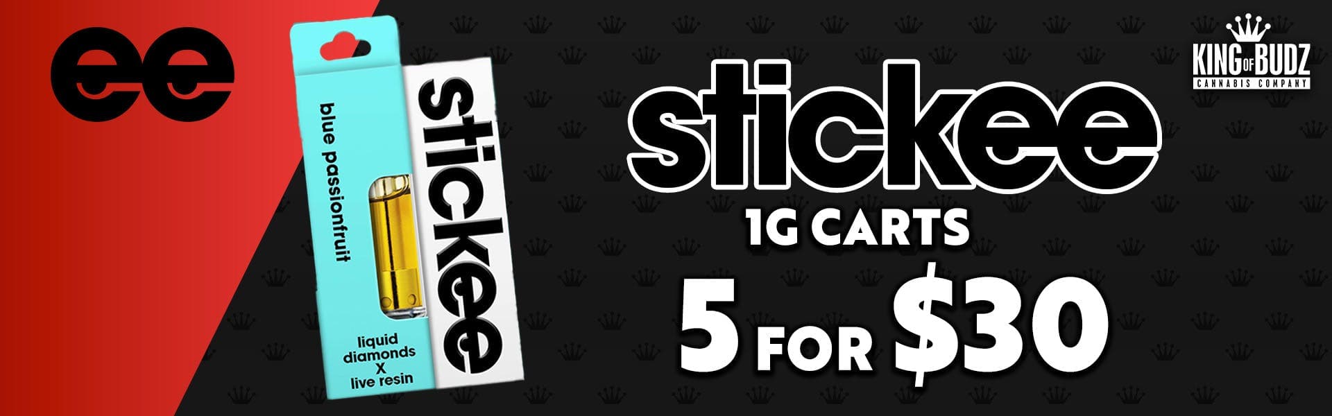 5 FOR $30 STICKEE 1G LIVE RESIN CARTS
